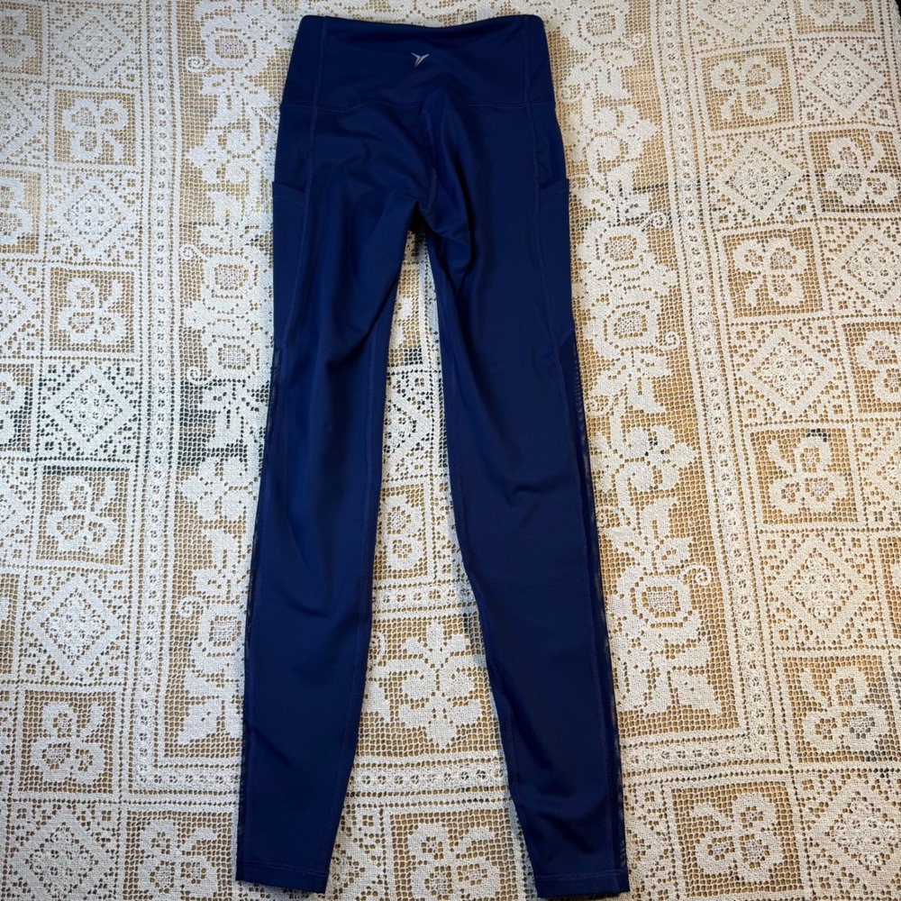 Old Navy Active Go-Dry Blue Mesh Panel Pocket Leggings Womens XS High Rise - Picture 11 of 12
